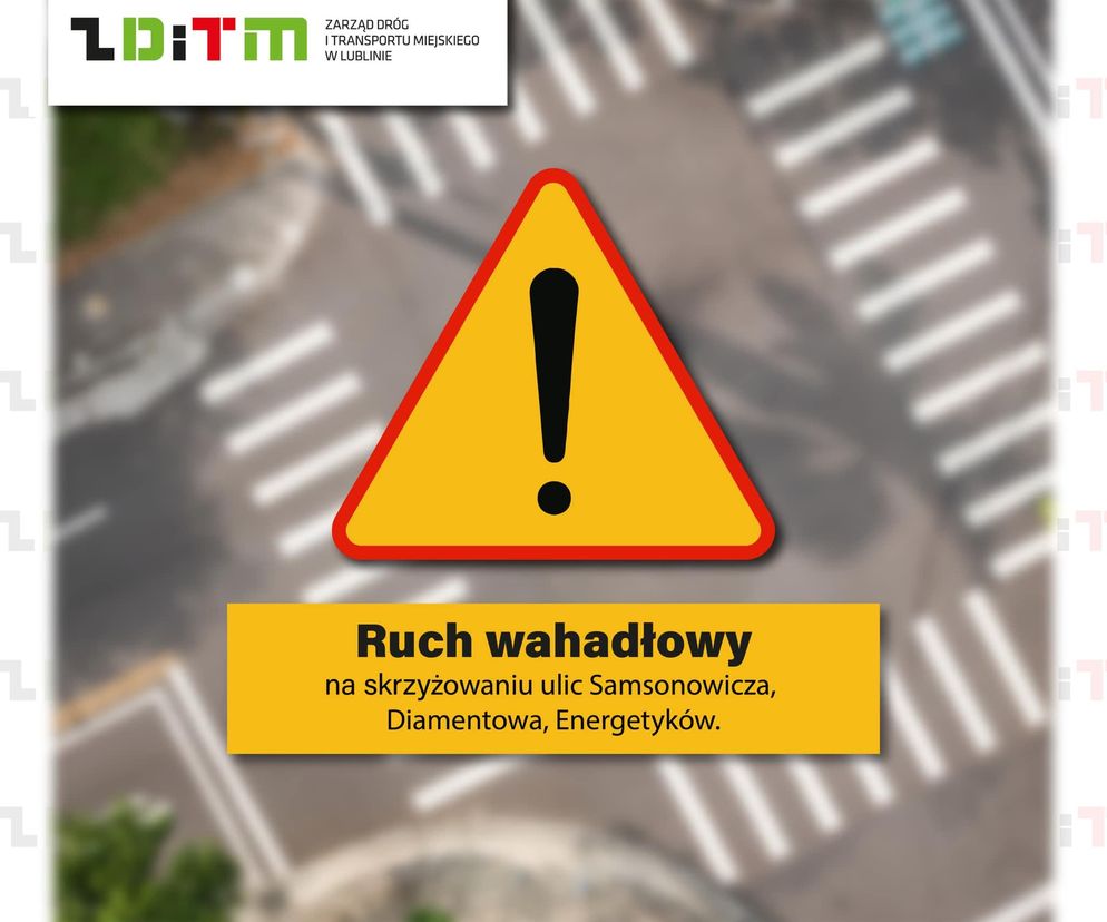 Lublin - prace drogowe i wahadło na ul. Diamentowej