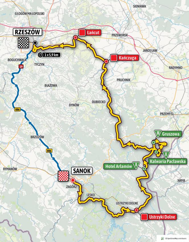 Trasa 3. etapu Tour de Pologne 2021
