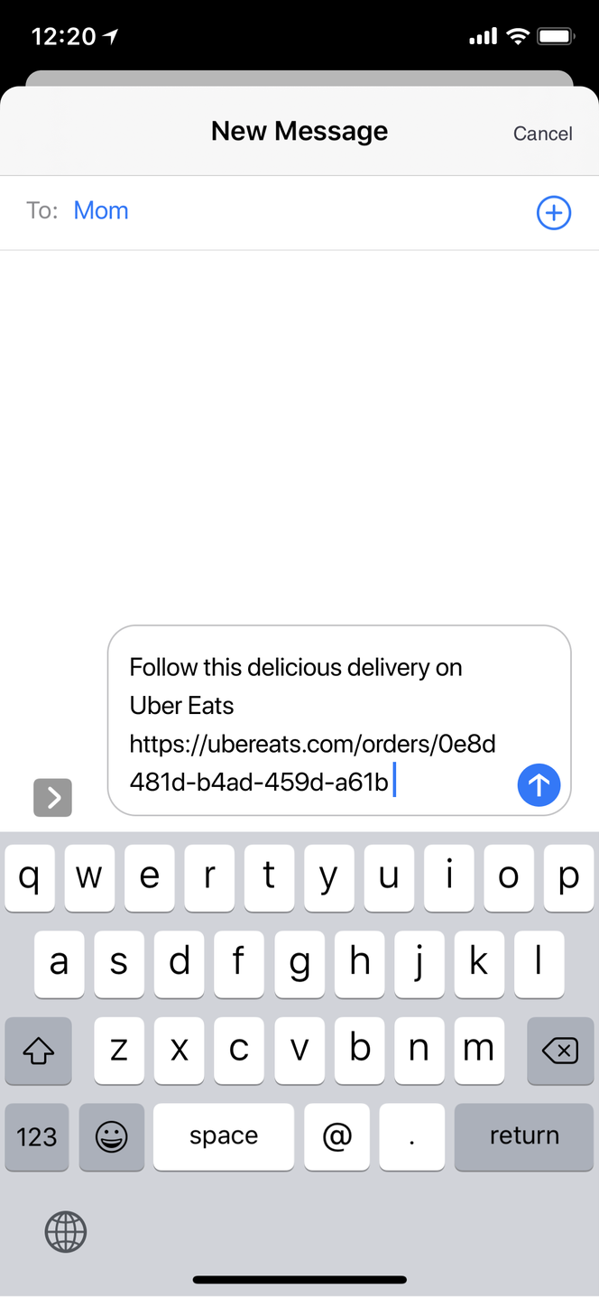 Uber Eats Share this Delivery