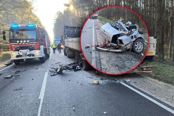 Dramat na drodze. Osobówka rozerwana na strzępy! Dwie osoby w szpitalu.