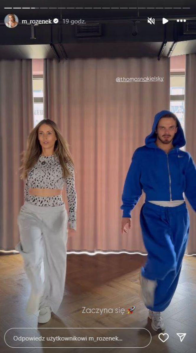 Małgorzata Rozenek-Majdan ćwiczy kocie ruchy na parkiecie. Na razie bardziej lwiątko niż pantera!