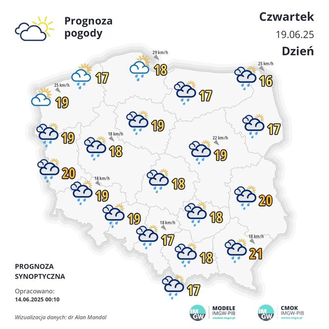 Prognoza IMGW na 19 czerwca