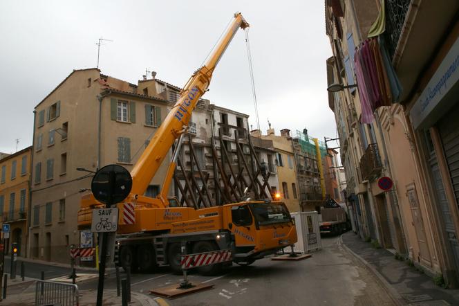 Waży 300 kg. Wynieśli go z domu dźwigiem
