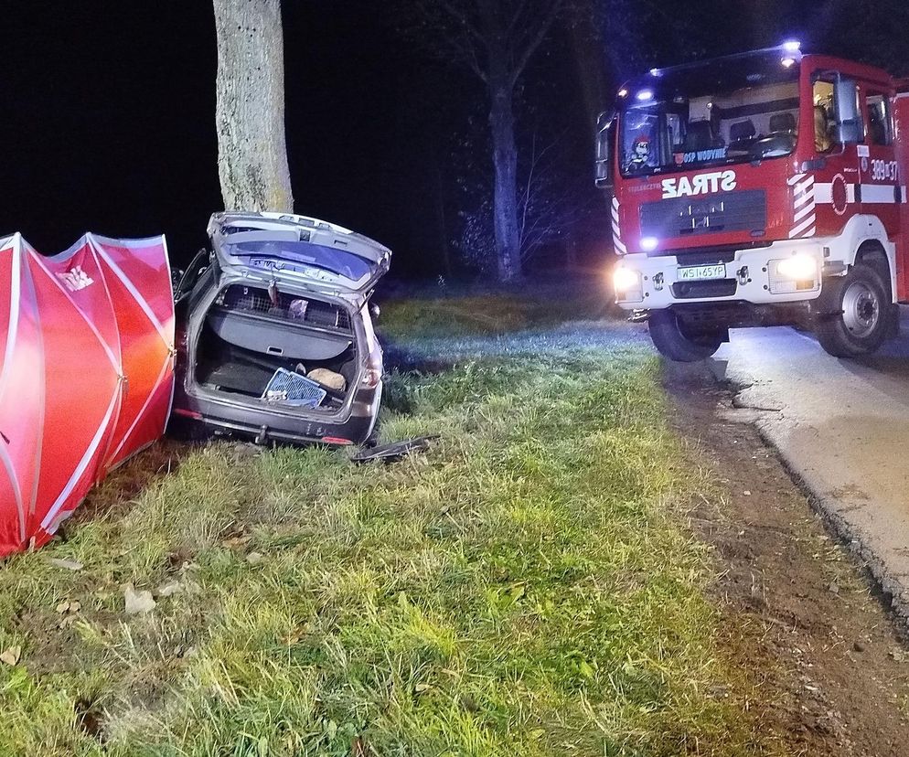 Śmierć na drodze. Kierowca uderzył czołowo w drzewo. Nie miał szans