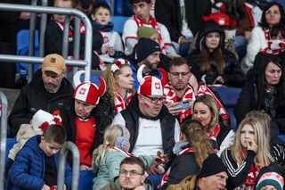 Kibice na meczu Polska -Nowa Zelandia na Stadionie Śląskim
