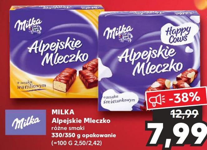Kaufland -wielkie promocje! Milka alpejskie mleczko, różne smaki - 7,99 zł/330/350g