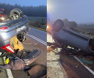 Kolumbijczyk dachował na śliskiej drodze. 32-latek nie powinien wsiadać za kierownicę!