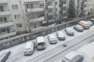 Śnieżyca w Toruniu. Biały krajobraz za oknami