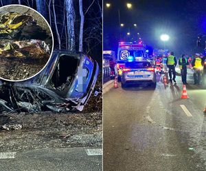 Dachowanie i pożar. Auto huknęło w drzewo i stanęło w ogniu! 