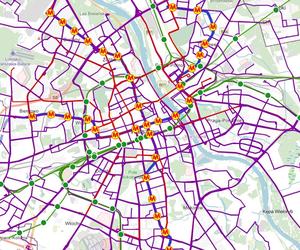Mapa dostępności środków transportu w Warszawie
