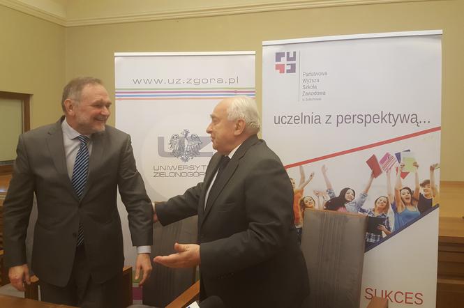Rektorzy uczelni w Zielonej Górze i Sulechowie: prof. Tadeusz Kuczyński i prof. Marian Miłek