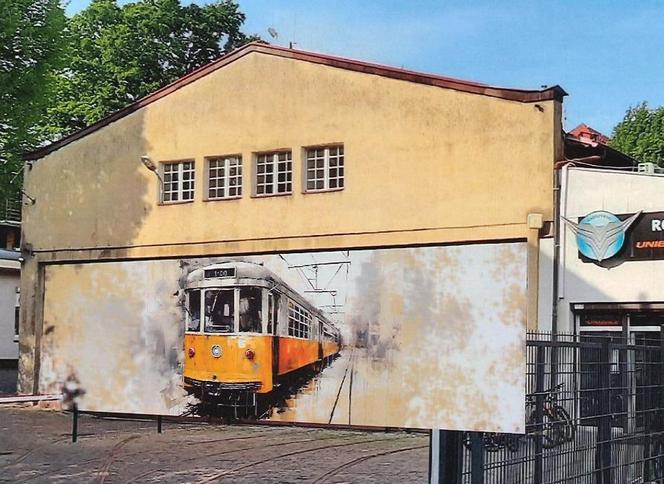 Mural ozdobi budynek zabytkowej zajezdni