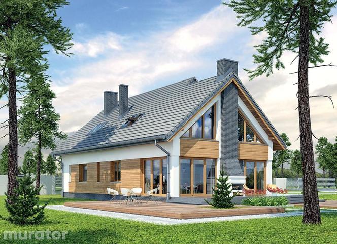 Projekt domu M210 Jasna przestrzeń z katalogu Muratora - wizualizacje, plany, rysunek, aranżacje