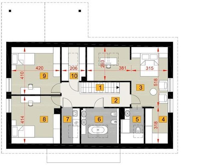 Projekt domu Dla rodziny G1 od Muratora - rzut poddasza z 3 sypialniami