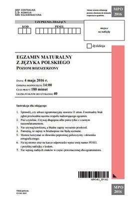 Matura 2016 język polski rozszerzony
