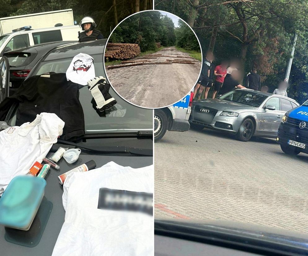Kibole szykowali zasadzkę. Kłody drewna na drodze i sprzęt do walki w samochodach