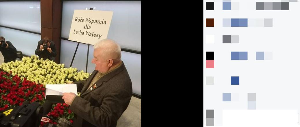 Kwiaty dla Wałęsy. Różami wspierają byłego prezydenta ZDJĘCIA