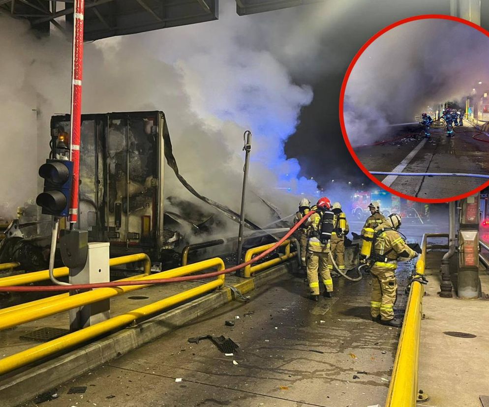 Pożar ciężarówki na autostradzie A2