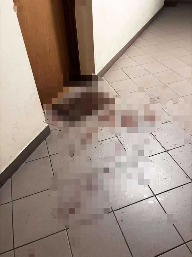 Atak ostrym narzędziem na Białołęce. Pod drzwiami pełno śladów krwi