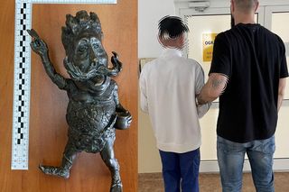 Strażnik Żywiołów nie wyjechał z Tarnowa! Maszkaronem „zaopiekował się” 48-letni recydywista. Chciał oddać miejską atrakcję na złom