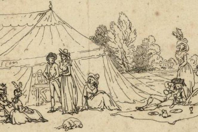 Namiot, ok. 1790. Ryc. Thomas Rowlandson. Polona