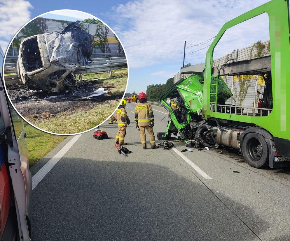 Śmiertelny wypadek na S8 pod Pabianicami. Kierujący BMW jechał pod prąd i huknął w tira [ZDJĘCIA].
