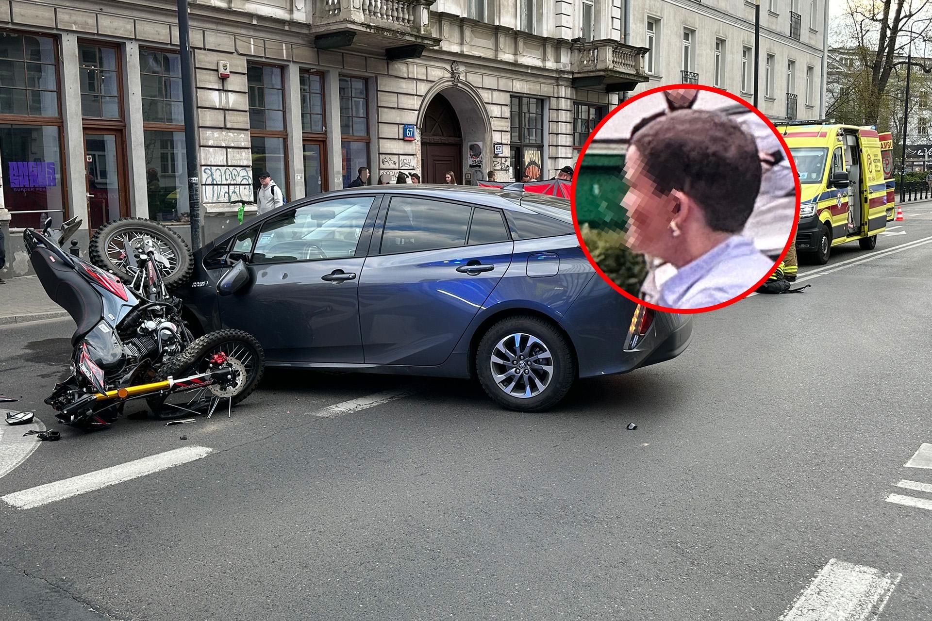 Wypadek motocyklisty. Wiceminister wymusiła pierwszeństwo!