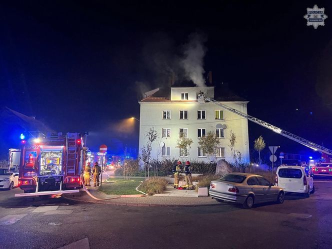 Pożar budynku w centrum Tarnowskich Gór