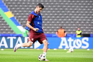 Robert Lewandowski na ostatnim treningu przed meczem z Austrią