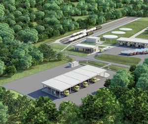 Wizualizacja multimodalnego węzła przeładunkowego z bazą paliw