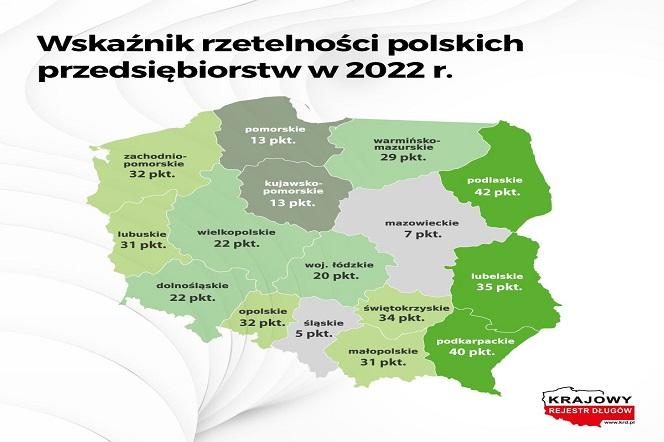 Wskaźnik rzetelności polskich przedsiębiorstw [MAPA]