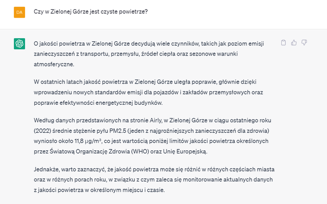 ChatGPT opowiedział o wadach i zaletach Zielonej Góry