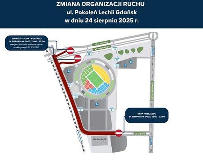 Mapa zamkniętych ulic derby Trójmiasta