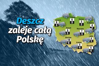 Pogoda na wtorek. Deszcz zaleje całą Polskę! [MAPA]