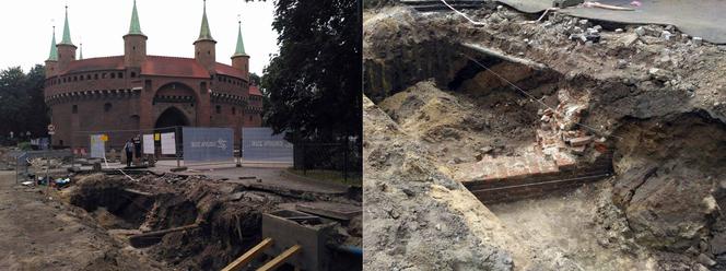 Kraków: Podczas remontu Basztowej odkryto fragment muru. Może sięgać czasów królowej Jadwigi! [ZDJĘCIA]