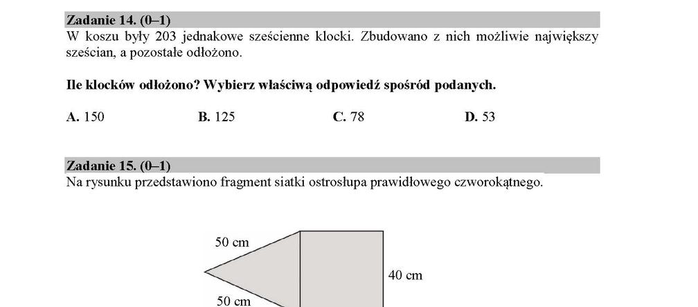 Egzamin ósmoklasisty 2019 - matematyka