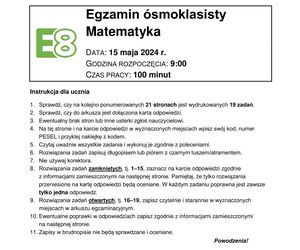 Egzamin ósmoklasisty 2024 - MATEMATYKA