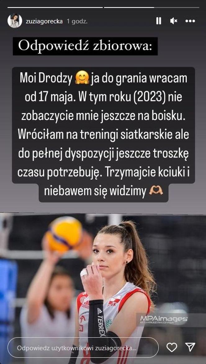 Zuzanna Górecka o powrocie do gry