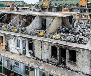 Blok w Ząbkach po pożarze