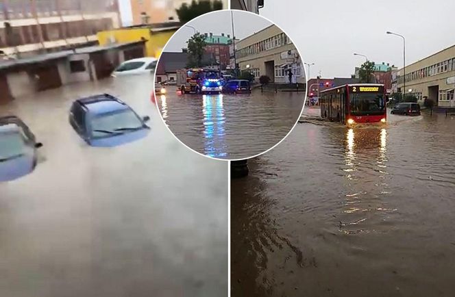 Powódź w Bielsku-Białej. Ulice zamienił się w rzeki. Zalane auta i posesje 