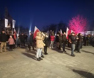 Marsz Pamięci Żołneirzy Wyklętych w Lublinie. Wcześniej odbył się laserowy pokaz