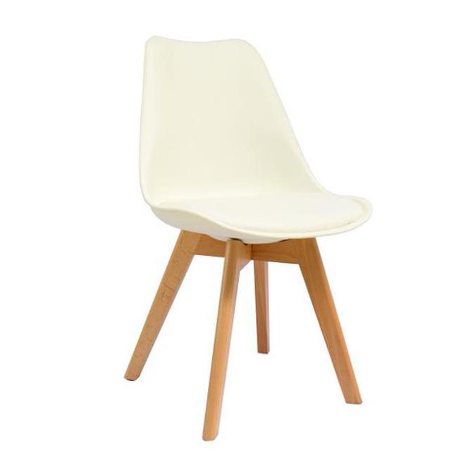 Kremowe, designerskie krzesło do jadalni