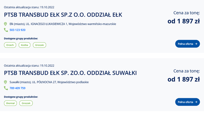 Ceny węgla ze strony cieplo.gov.pl
