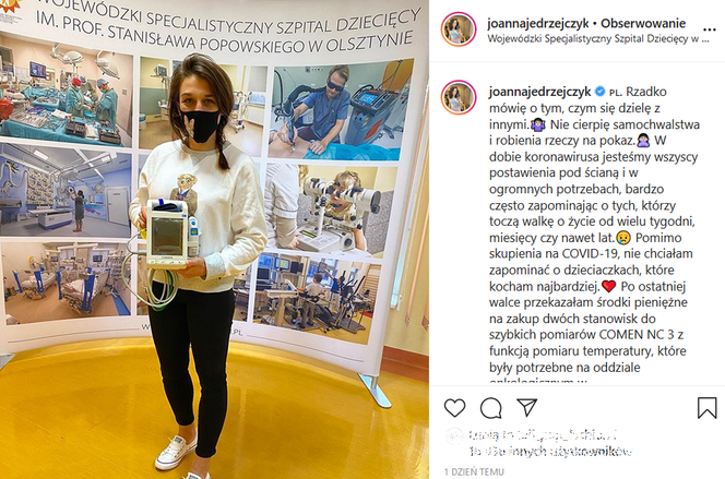Joanna Jędrzejczyk wsparła Szpital Dziecięcy w Olsztynie