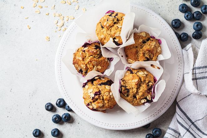 owsiane muffinki z borówkami