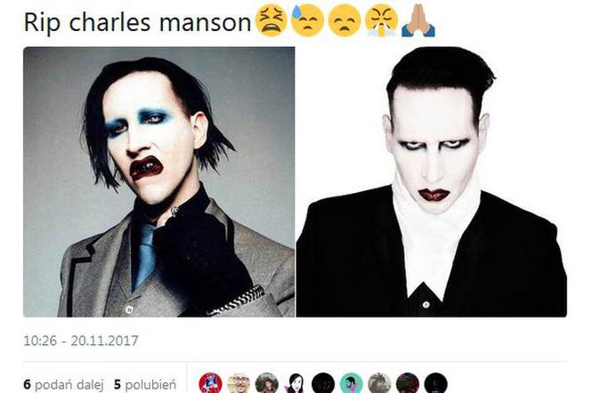 Charles Manson nie żyje - ludzie myśleli, że chodzi o Marilyna Mansona