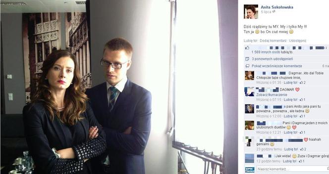 Przyjaciółki 4 sezon. Anita Sokołowska (Zuza), Marcin Korcz (Dagmar) na planie