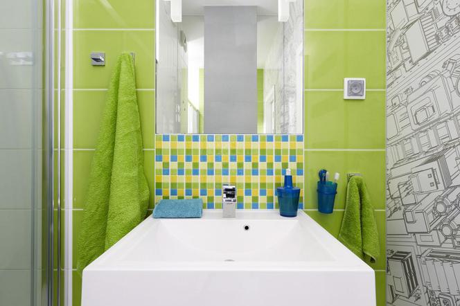 Aranżacja łazienki z kolorem zielonym