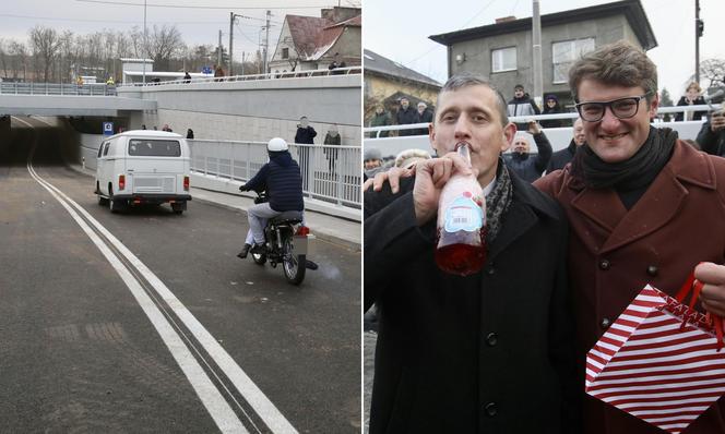 Oblali nowy tunel szampanem! Wyśmienite humory urzędników w Sulejówku 