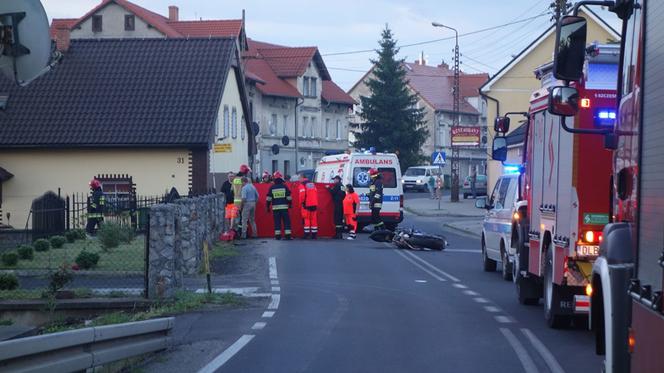 Wypadek motocyklisty w Lubaniu